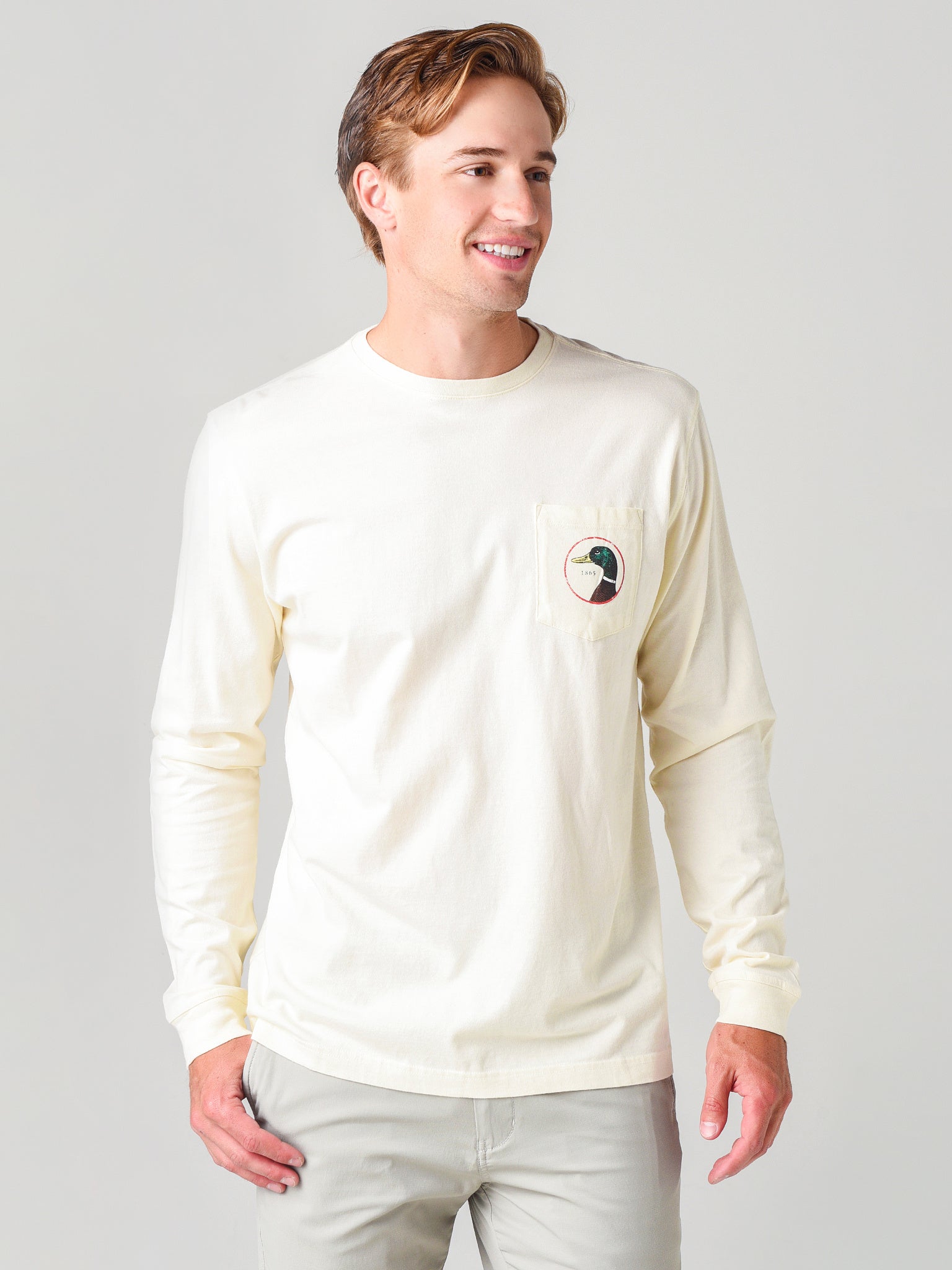 Duck Head Logo Long Sleeve T-Shirt - White