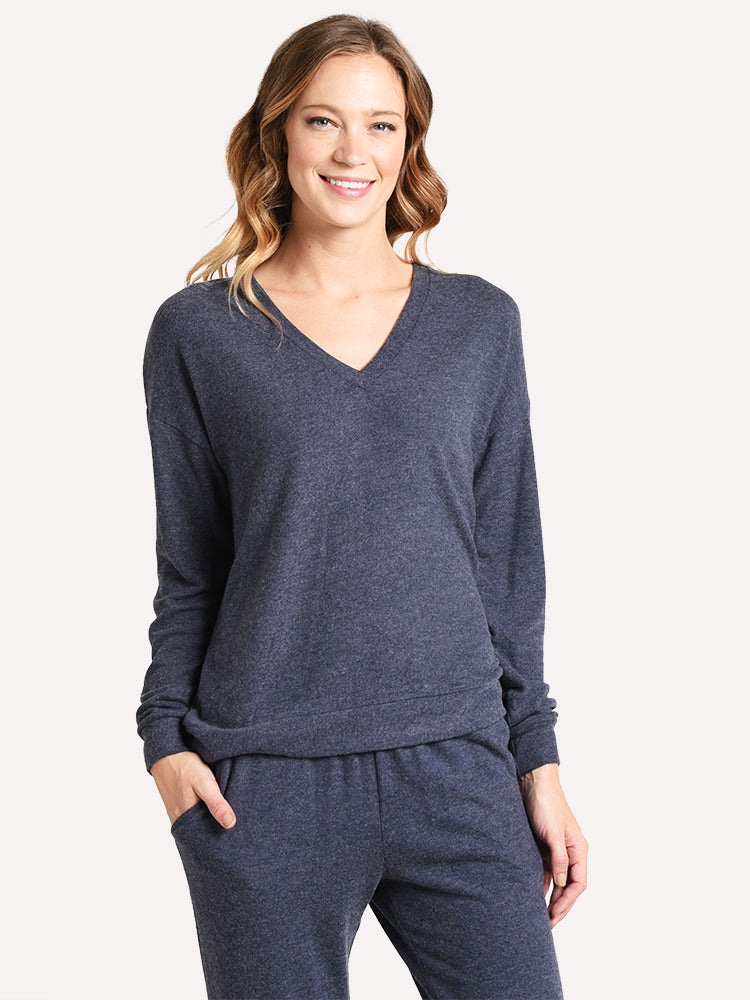 Velvet Women's Cozy Jersey V-Neck Sweatshirt