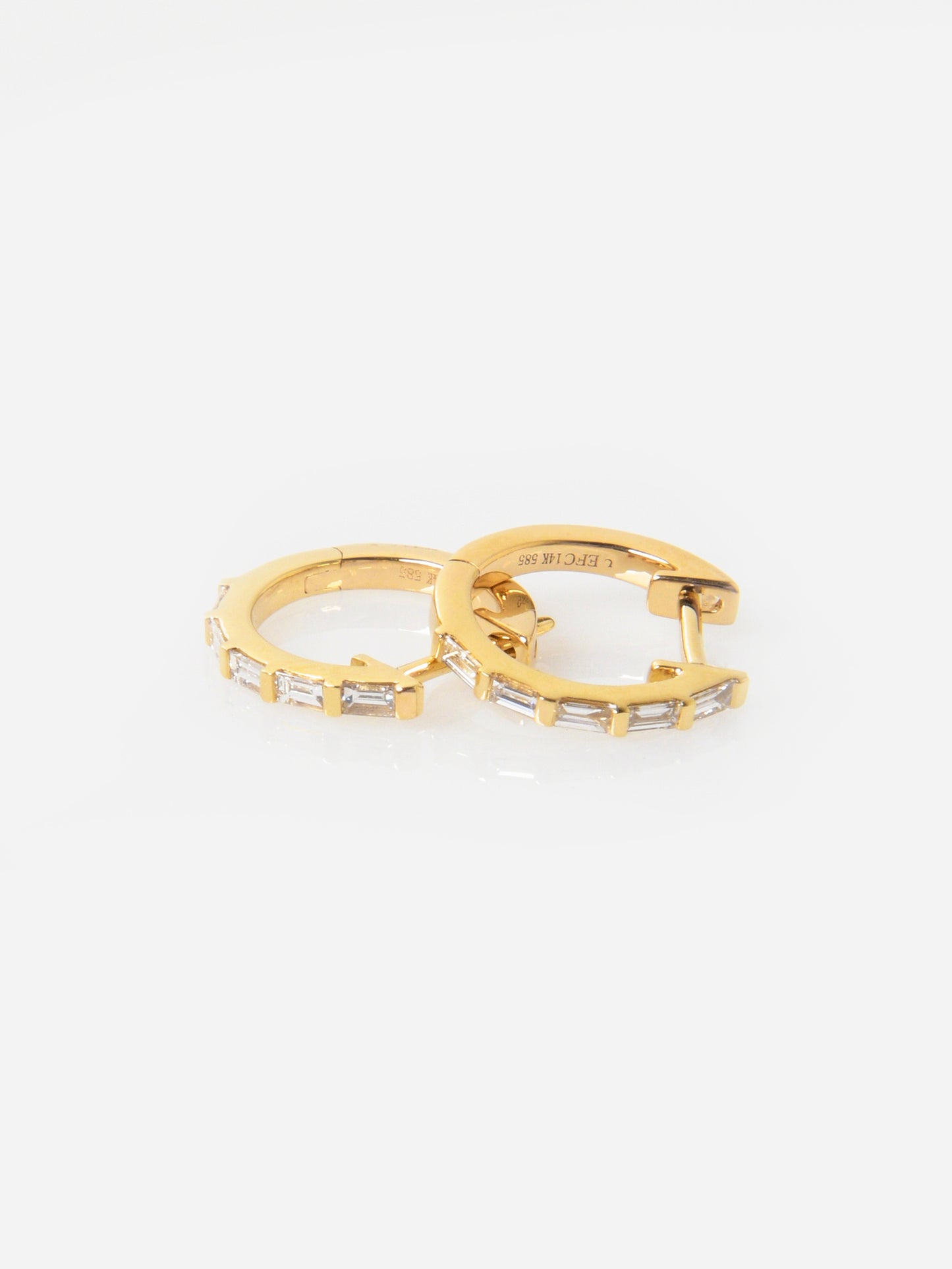 EF Collection Women's Diamond Baguette Huggie Earrings