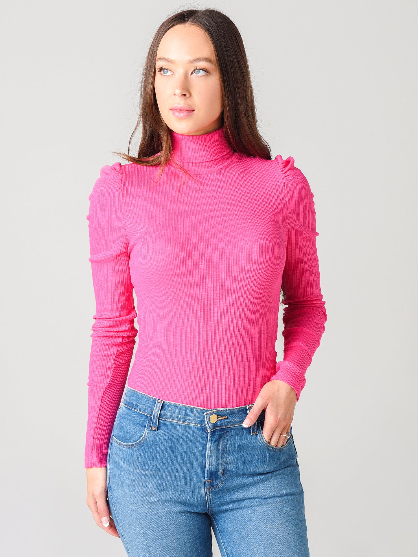 Sundry Puff Sleeve Turtleneck