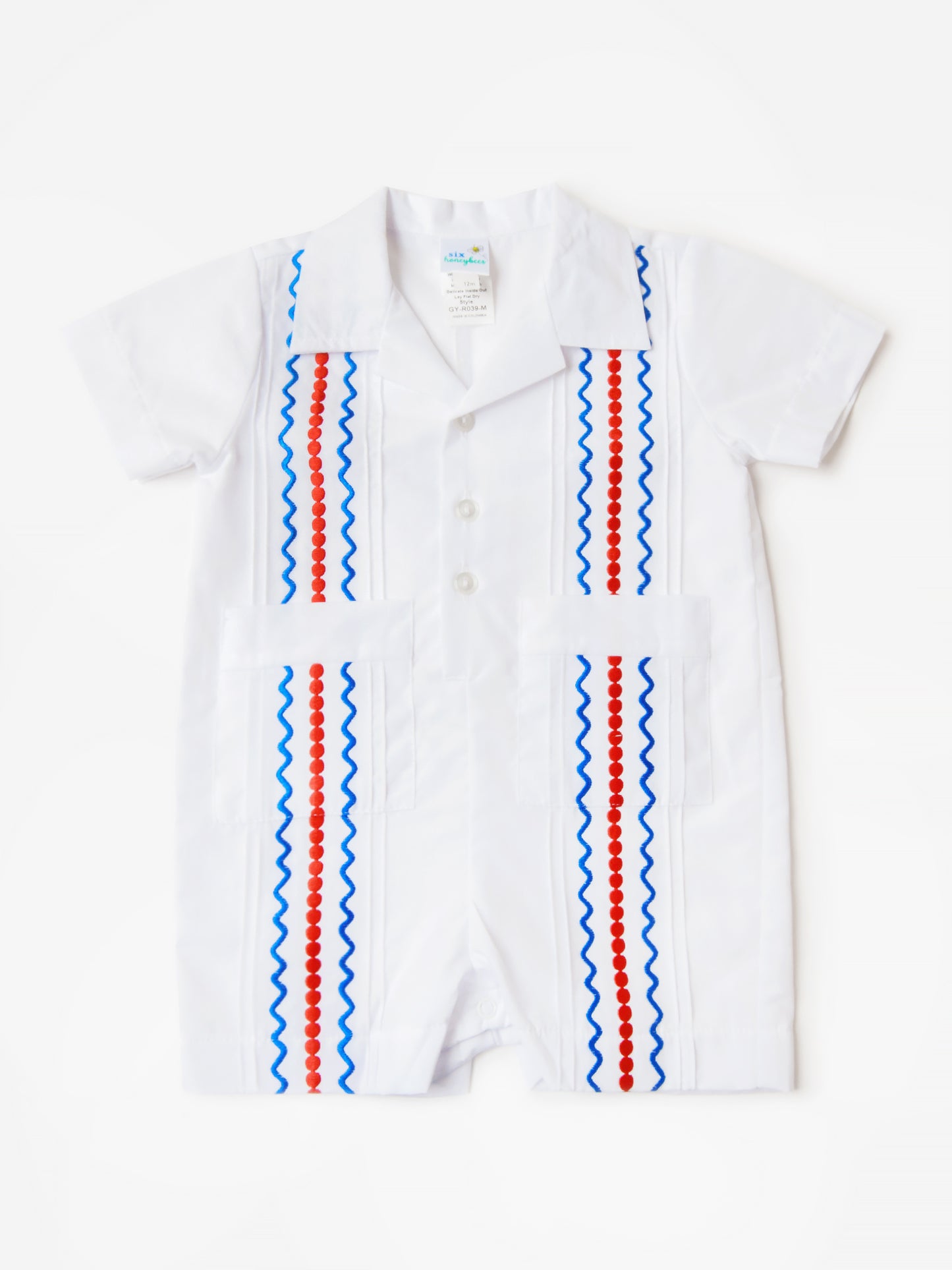 Six Honeybees Baby Boys' Guayabera Romper