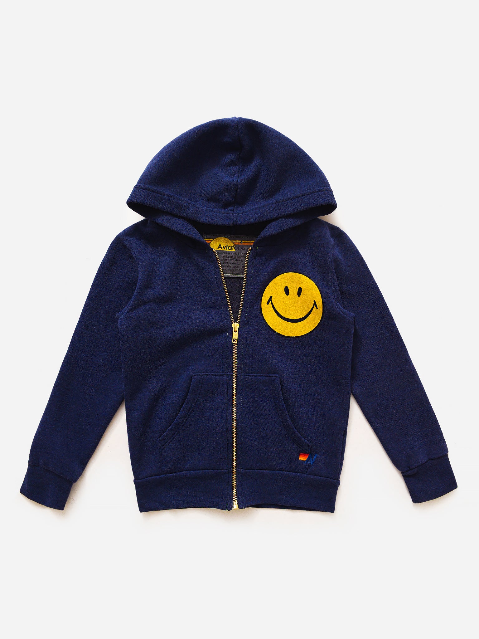 Aviator Nation Kids' Smiley Print Zip Hoodie 14 - Girls tops & t