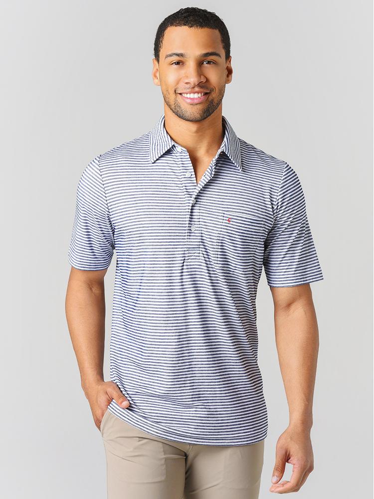 Criquet Men’s Performance Pique Players Shirt Nelson Stripe Polo