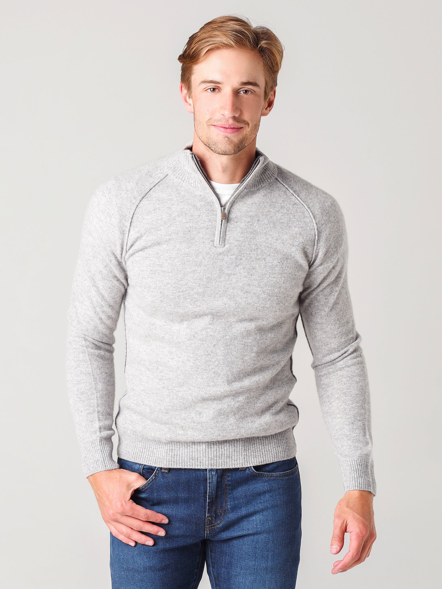 Naadam Cashmere Men's Quarter-Zip Pullover Sweater – saintbernard.com