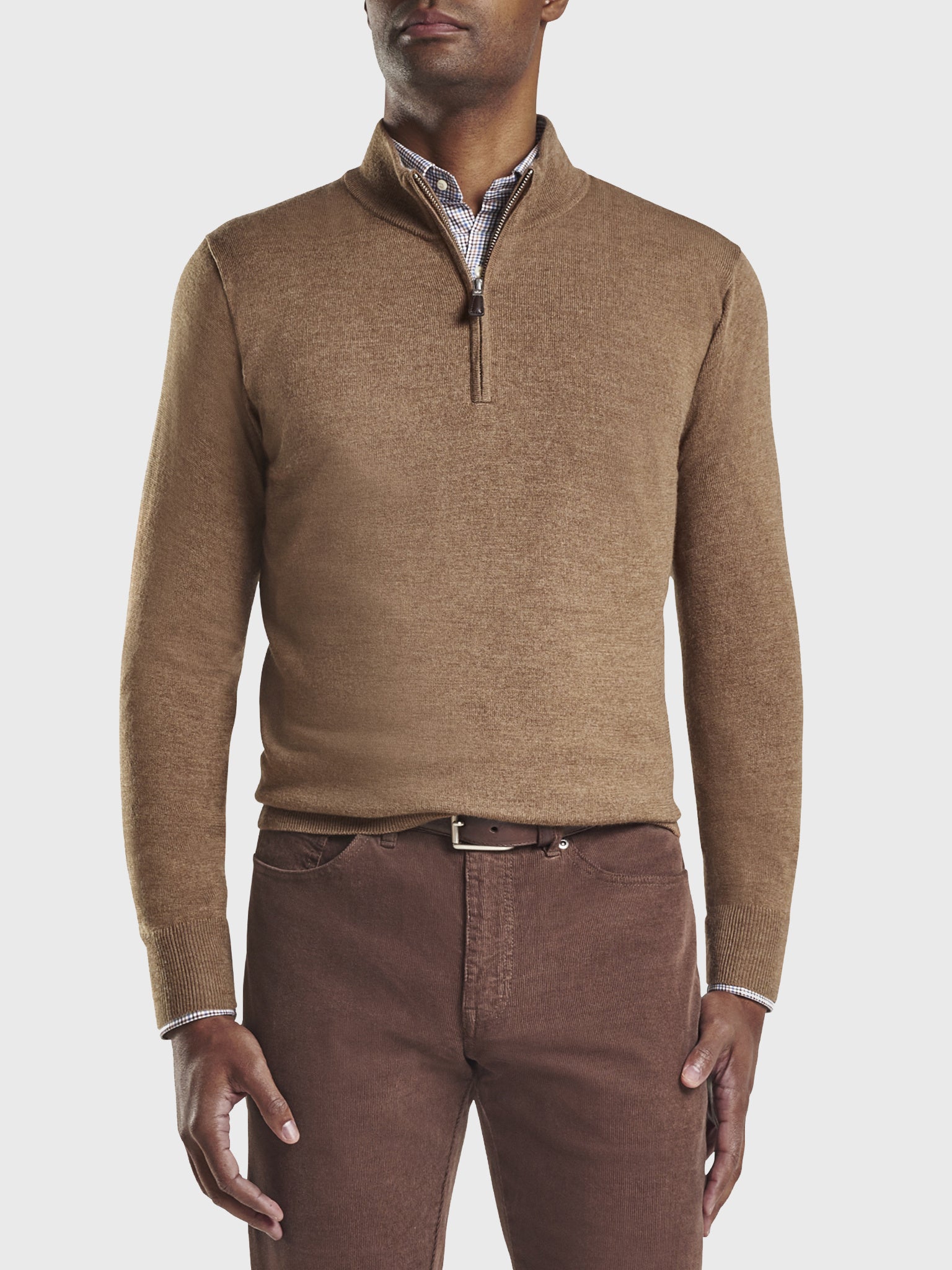 Peter Millar store Men's Brow. Merino Wool 1/4 Zip Long Sleeve Sweater