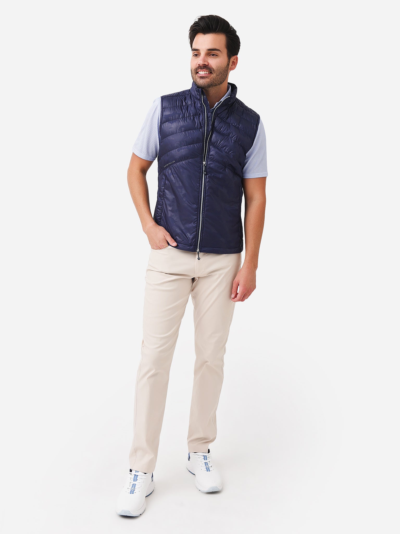 Peter Millar popular Crown Sport Hyperlight Colorblock Vest Navy Small $168 Camo NWT