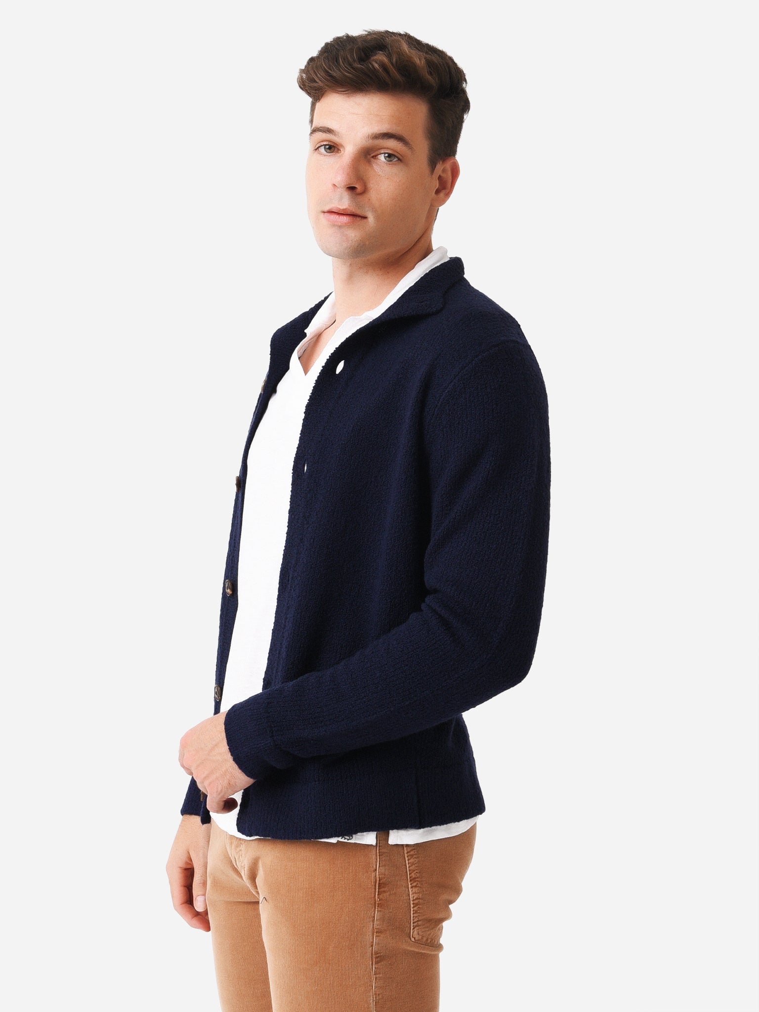 Peter Millar Crown Crafted Men's Snowcap Full Button Cardigan