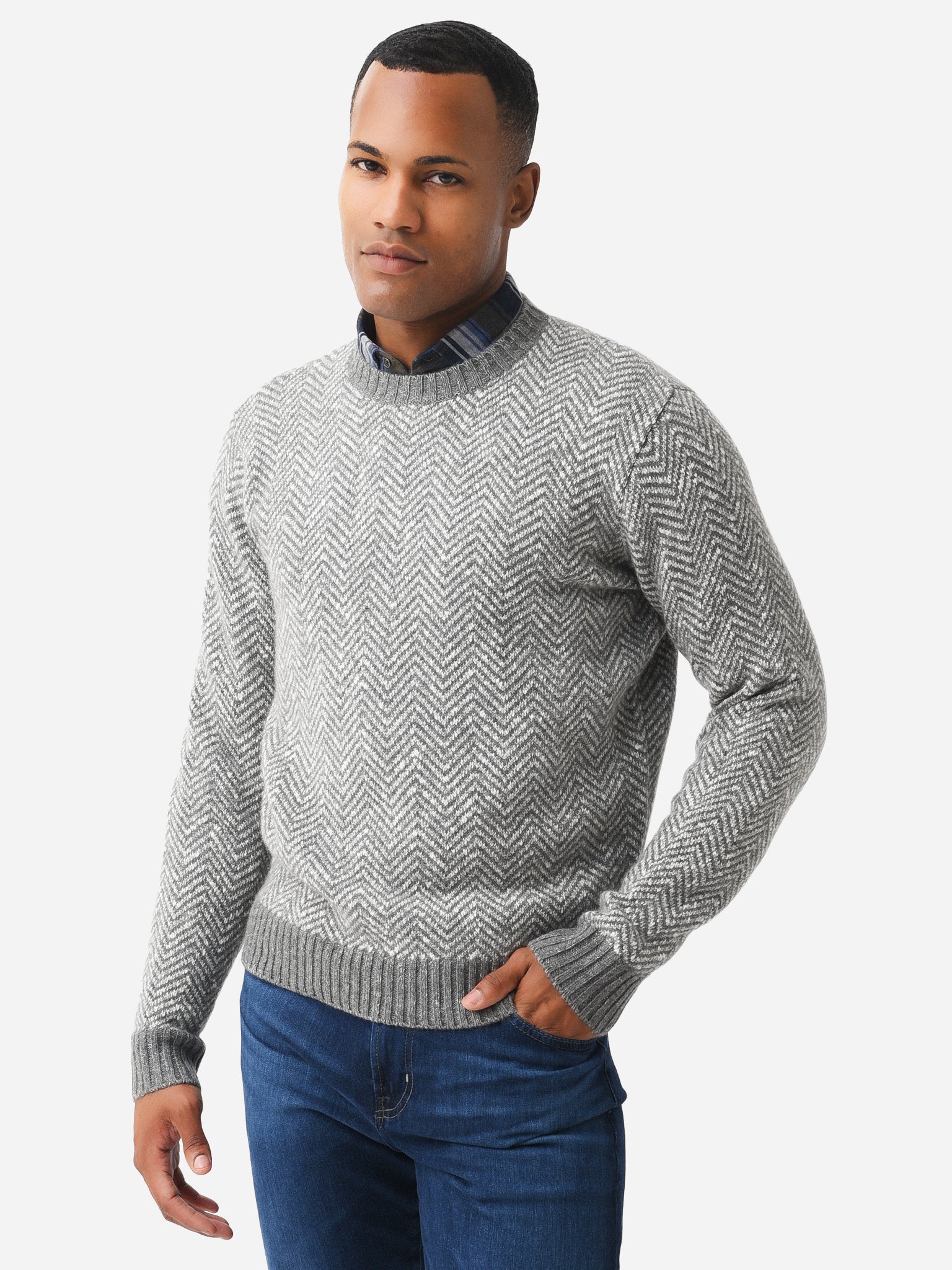 Peter Millar Crown Crafted Men's Cliffs Herringbone Crew Sweater