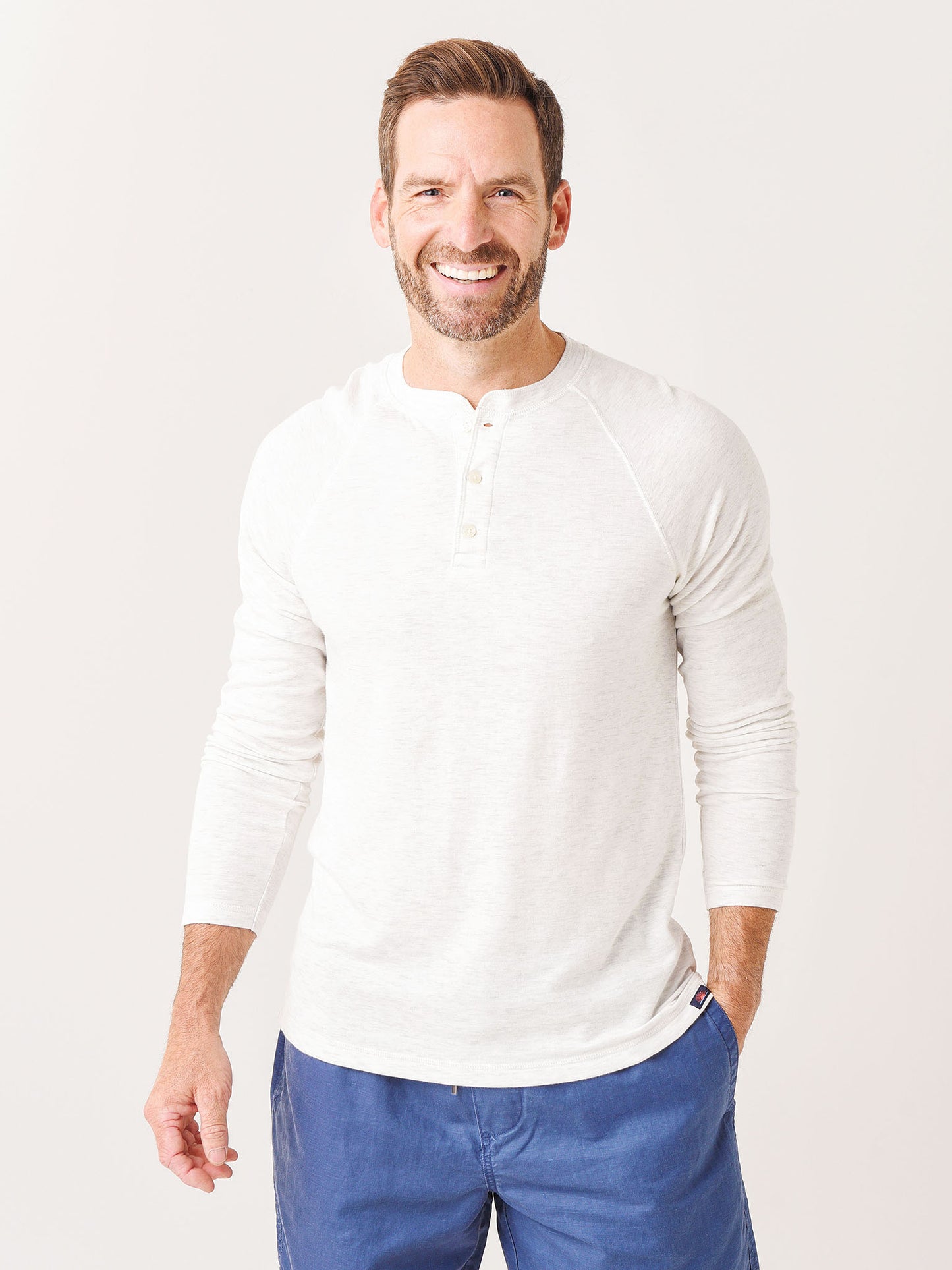 Faherty Brand Men's Cloud Long-Sleeve Henley Shirt