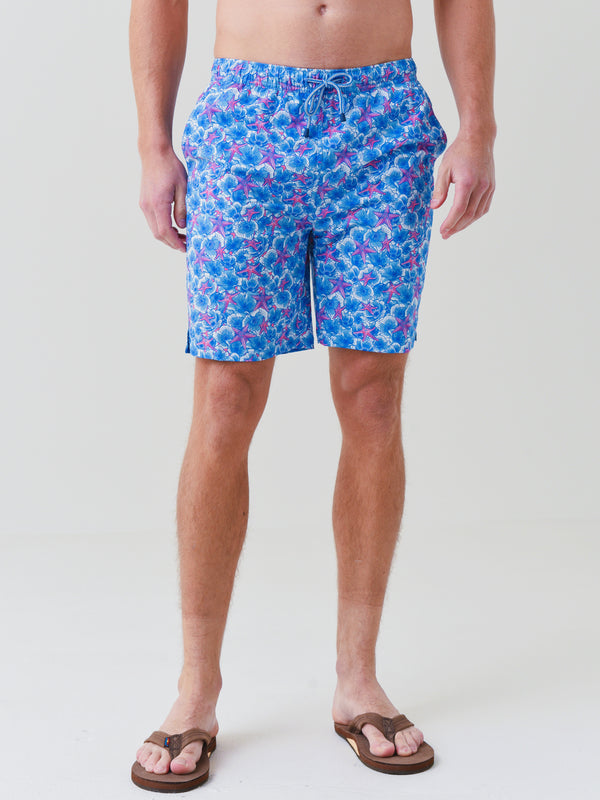 Peter Millar Seaside Men's Baja Flowers Swim Trunk - Saint Bernard