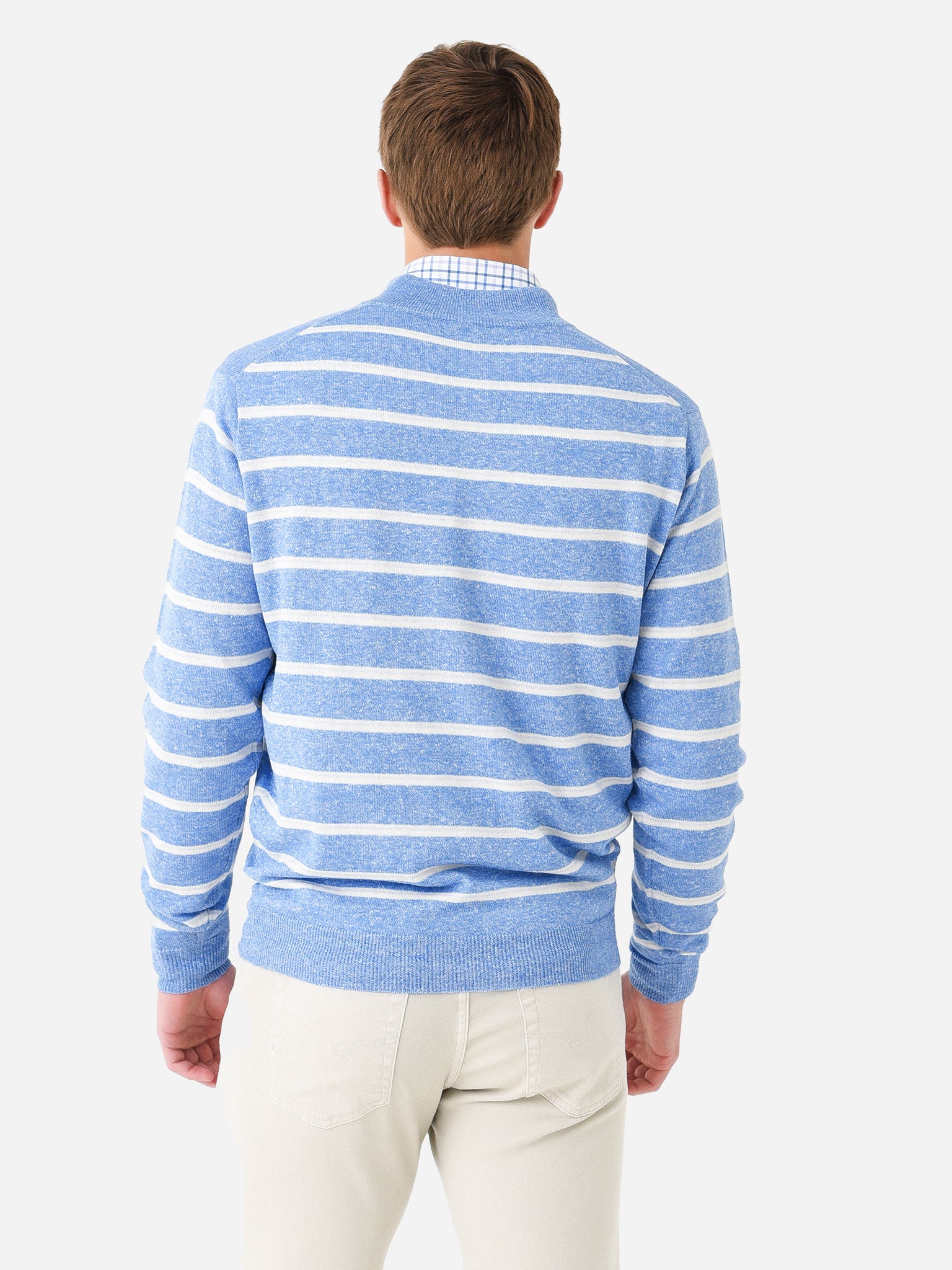 PETER MILLAR Long Sleeve Pull Over Sweater Stripped Pima Cotton