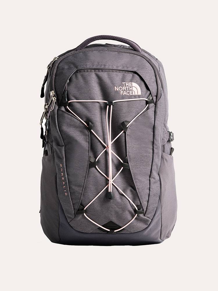 Gray and pink outlet north face backpack