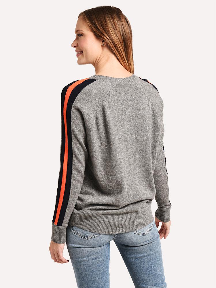 Autumn Cashmere Tech Racing Stripe V Neck Sweater saintbernard