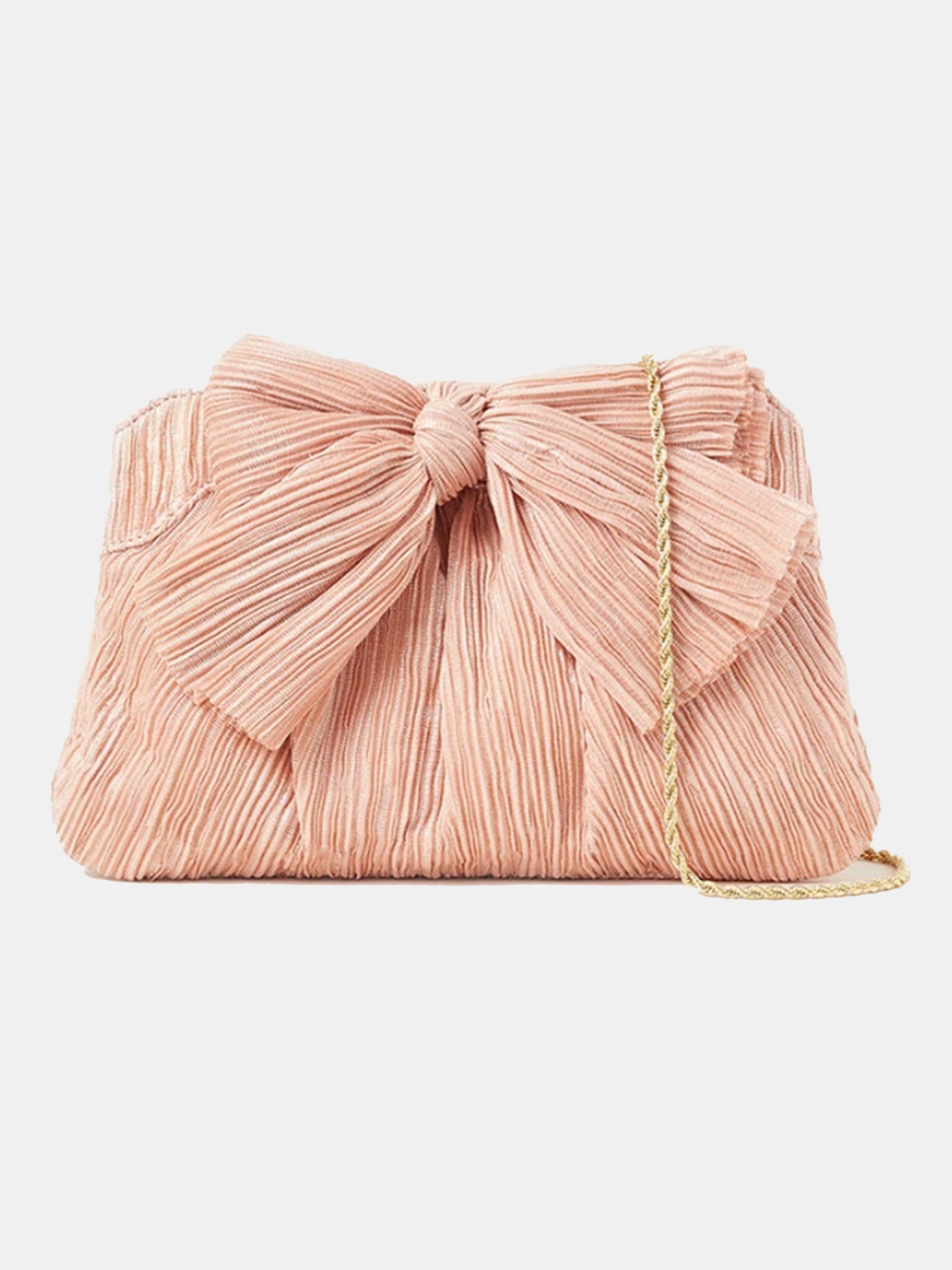 Loeffler Randall Rayne Pleated Bow Clutch Gold Bag