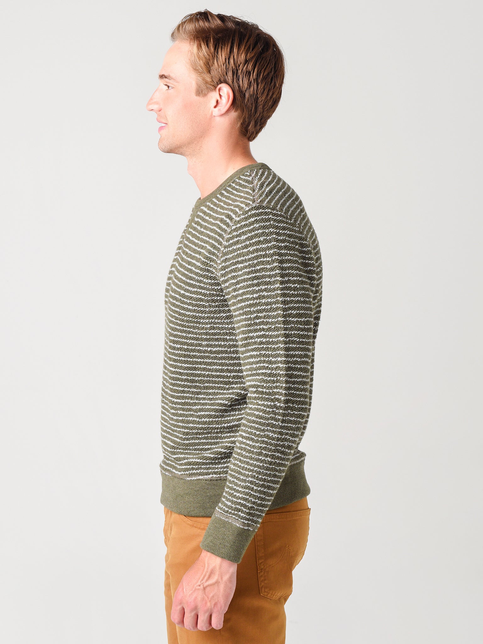 Rails heston heather gray store striped men’s pullover sweatshirt