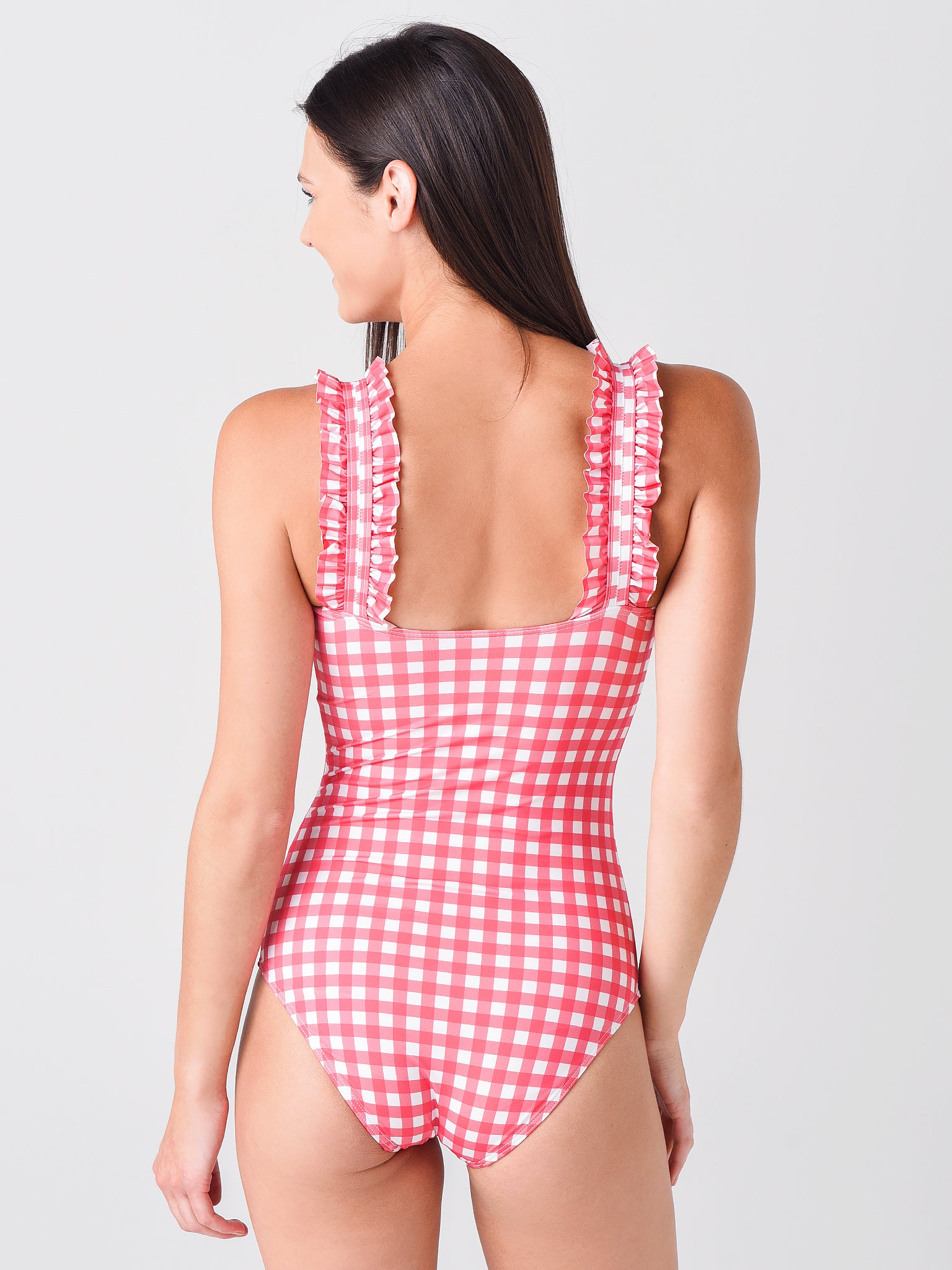 Ephemera Women s Gingham Ruffle One Piece Swimsuit