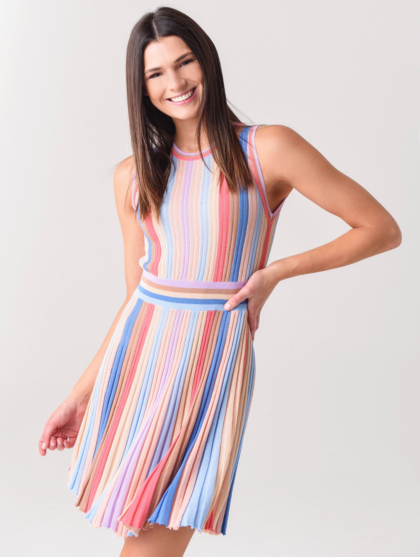 Allison New York Women's Rainbow Stripe Knit Dress