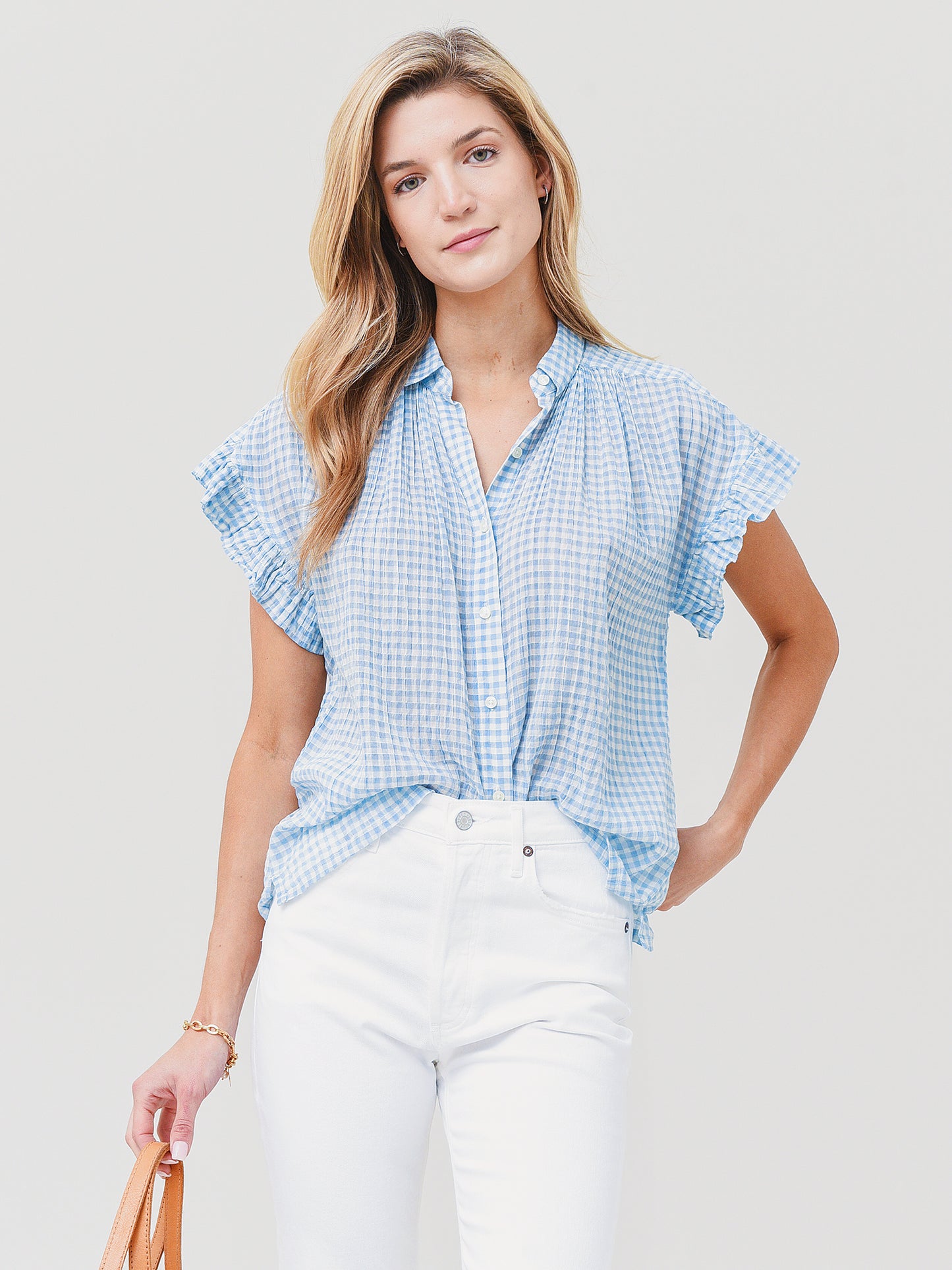 Trovata Women's Marianne B Ruffle Sleeve Shirt