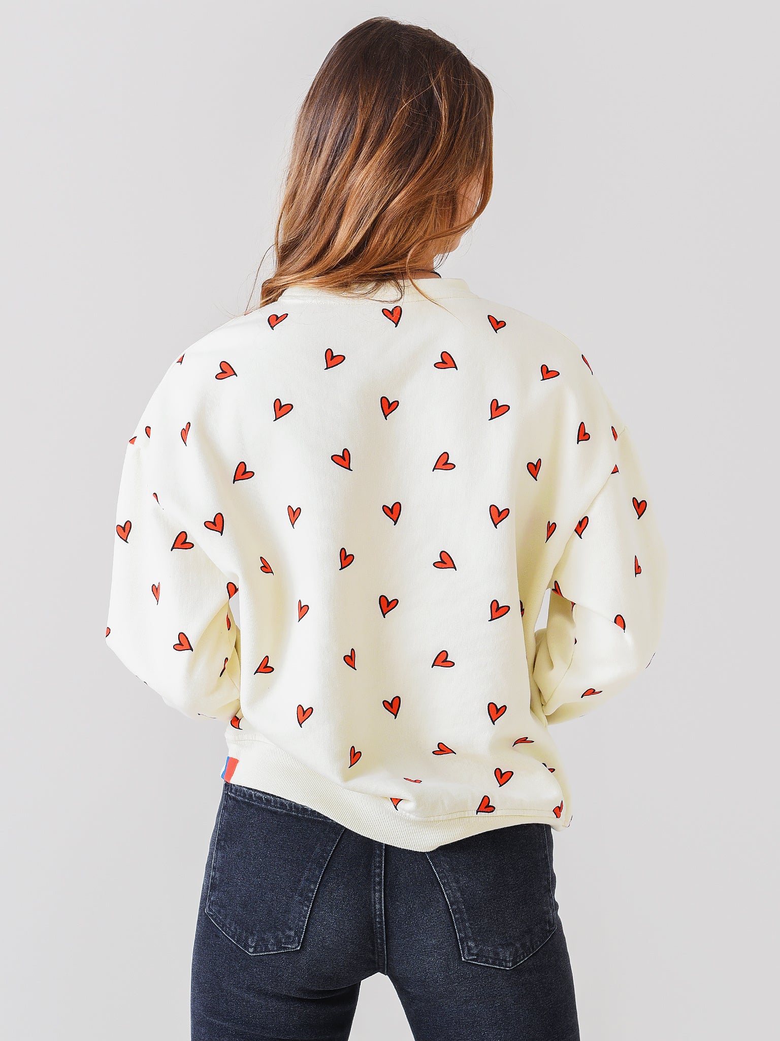 The Oversized All Over Heart Sweatshirt - Heather Grey Size Xs by KULE