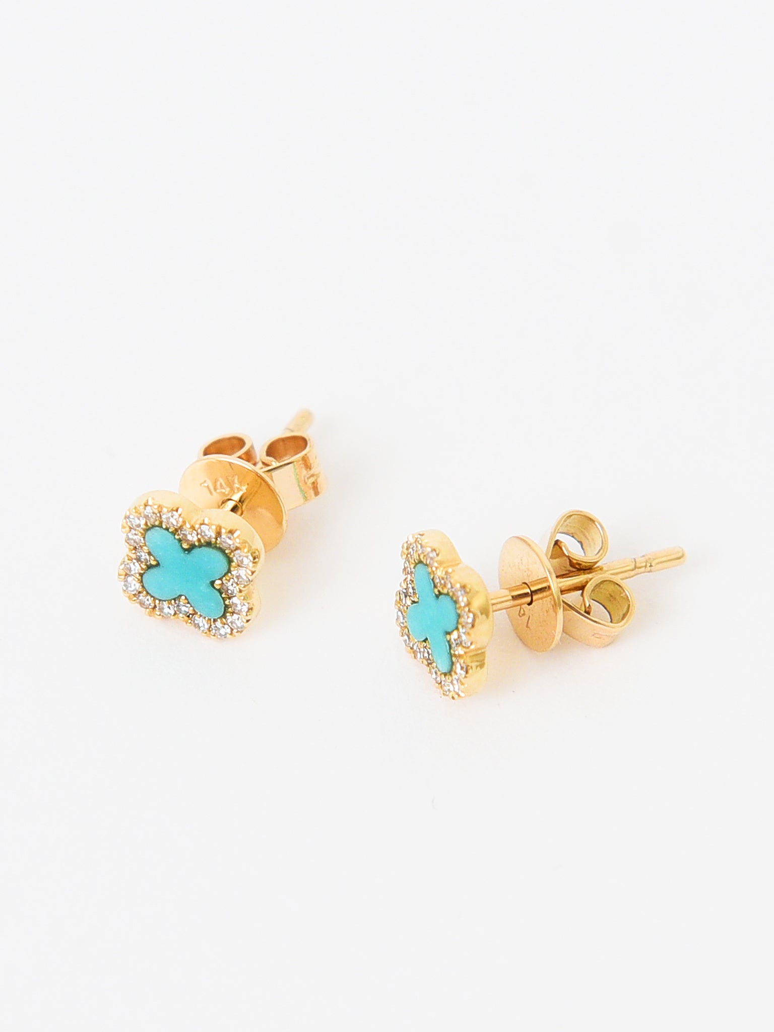 Francie B. Women's Turquoise Clover Stud Earrings – Saintbernard.com