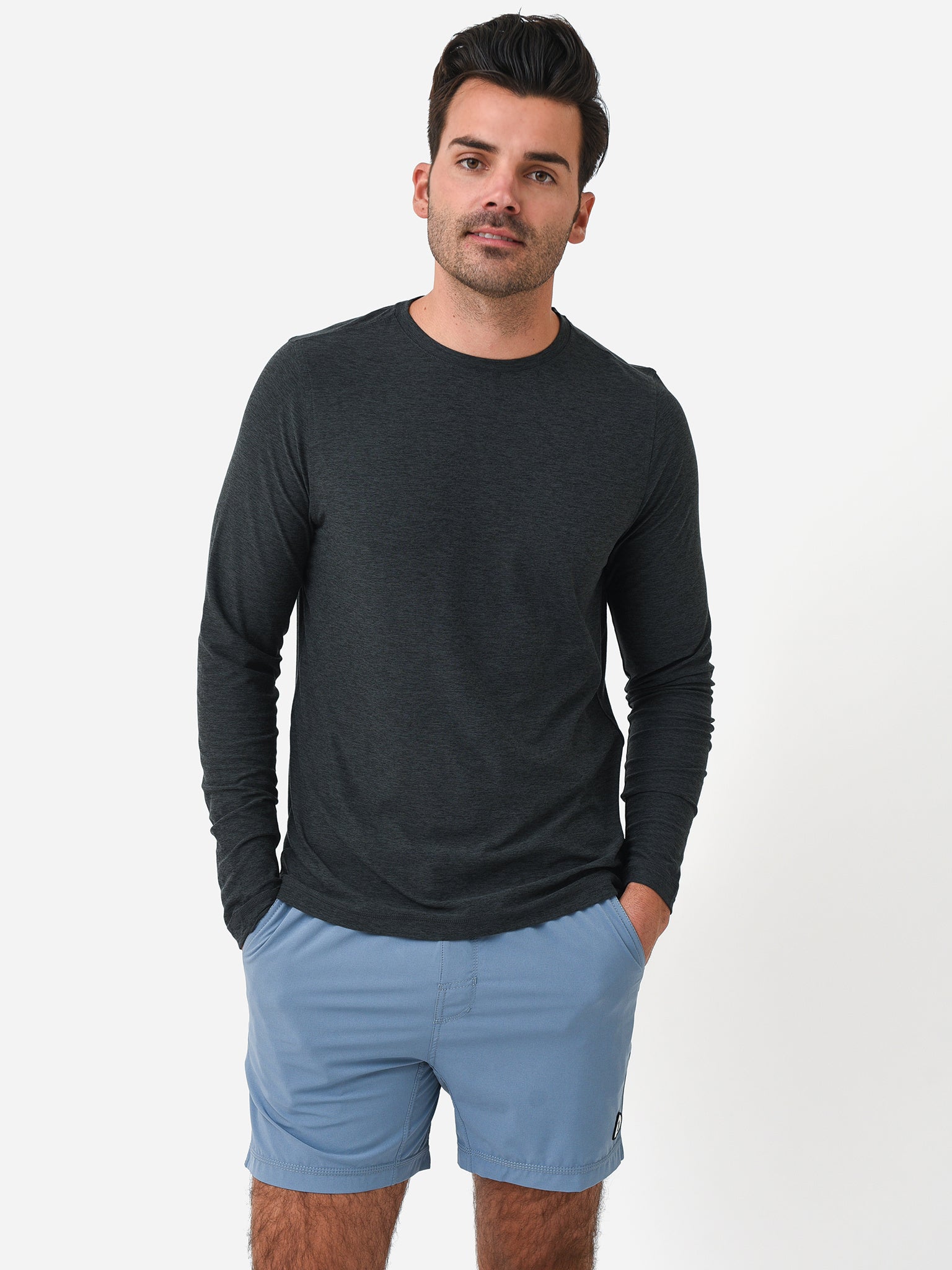 Vuori Long-Sleeve Strato Tech Tee - Men's Heather Grey M