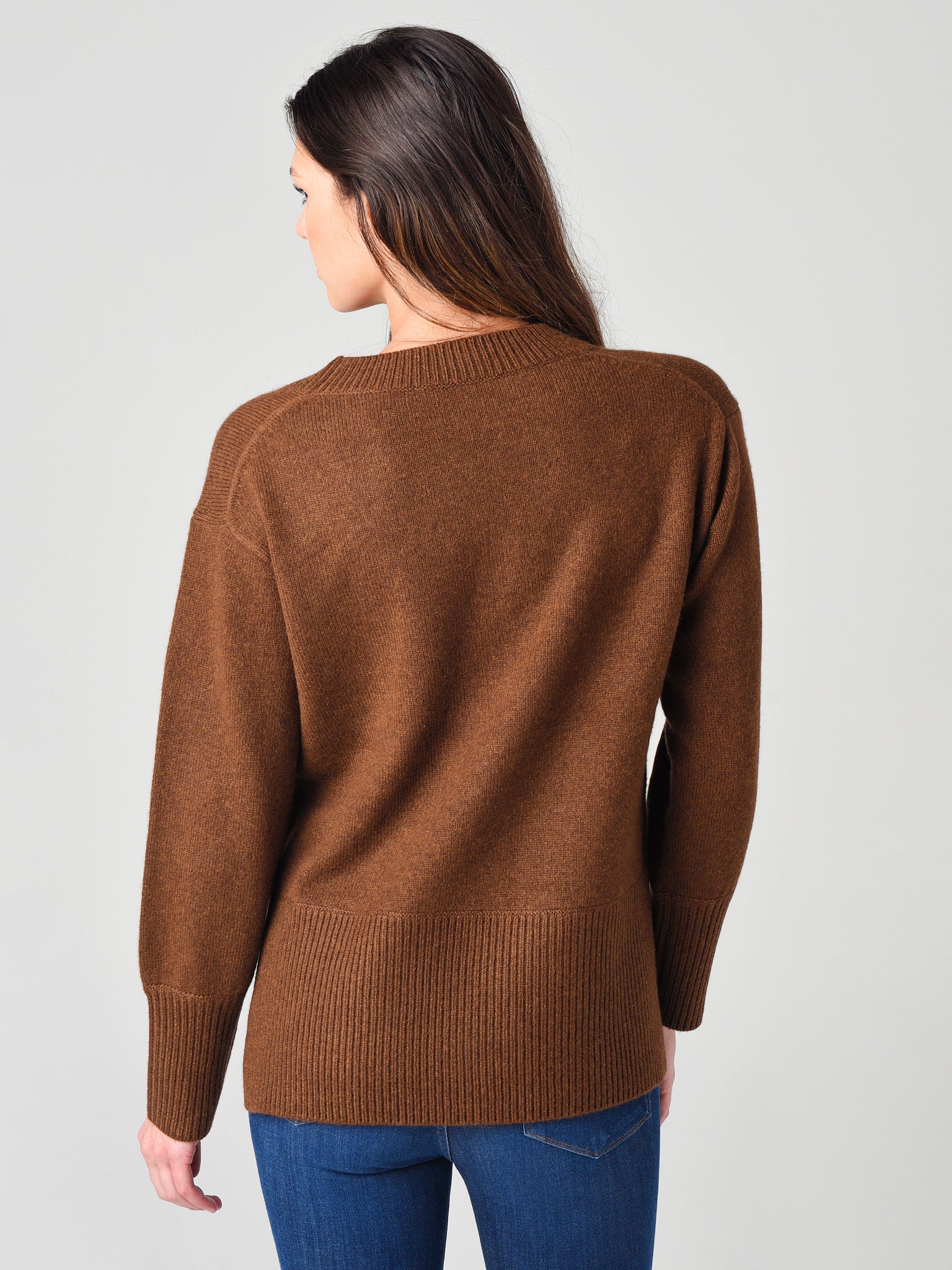 Vince $445 Women's XXS 2XS Cashmere Brown deals Classic Rib Hem V-Neck Tunic Sweater