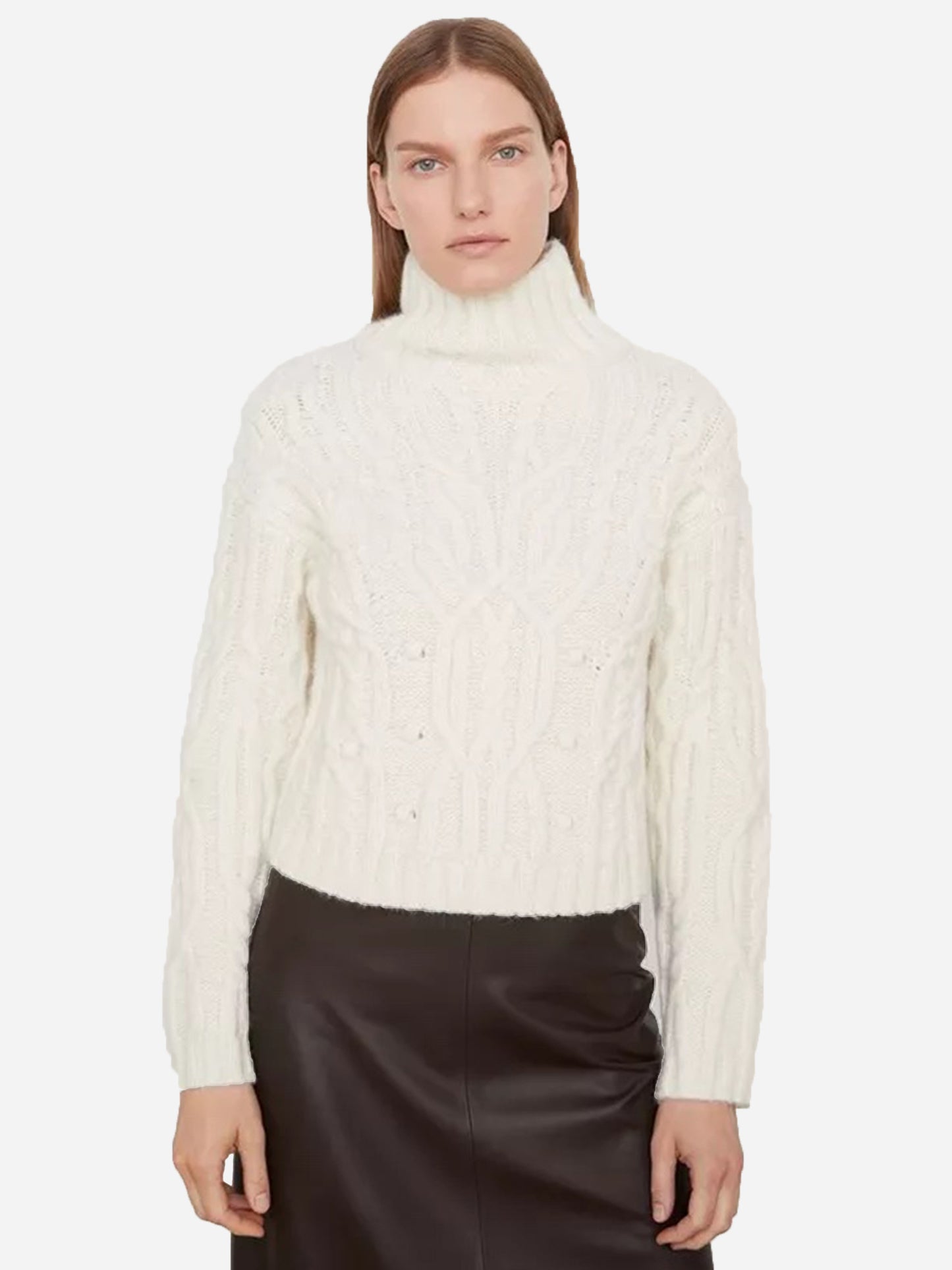 Vince Women's Interlaced Cable Turtleneck Sweater