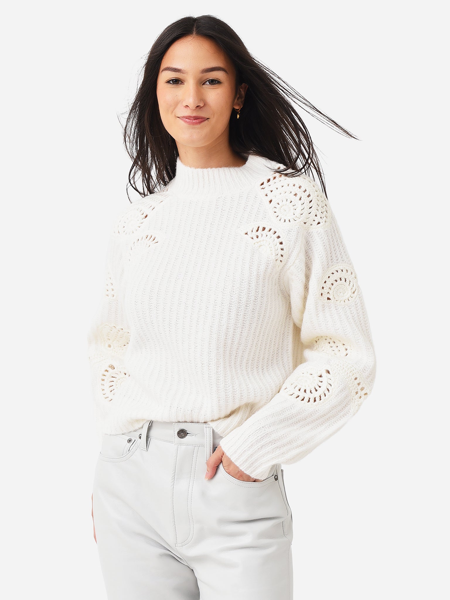 Vince Women's Crochet Mock Neck Sweater