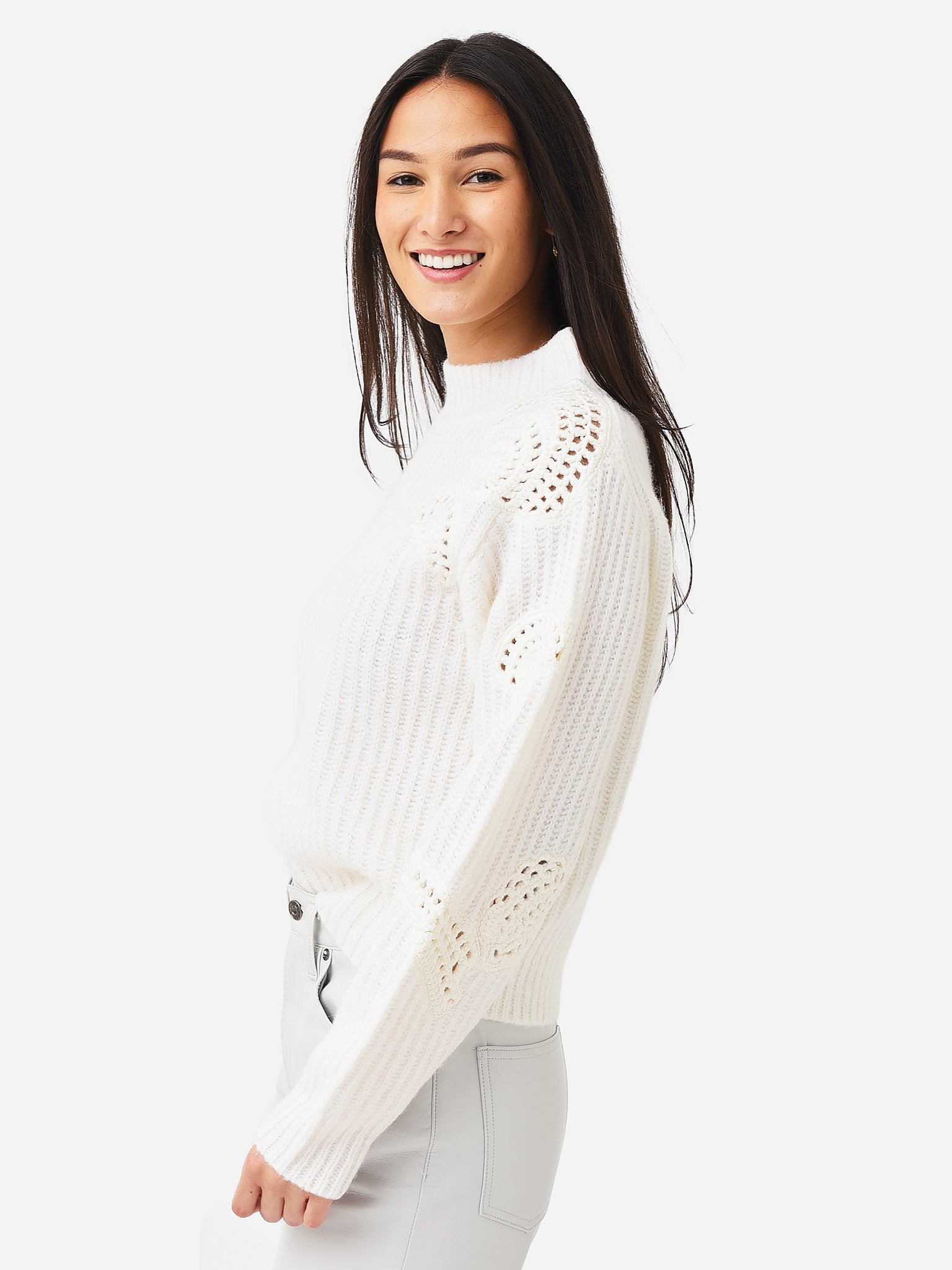 Vince Women's Crochet Mock Neck Sweater