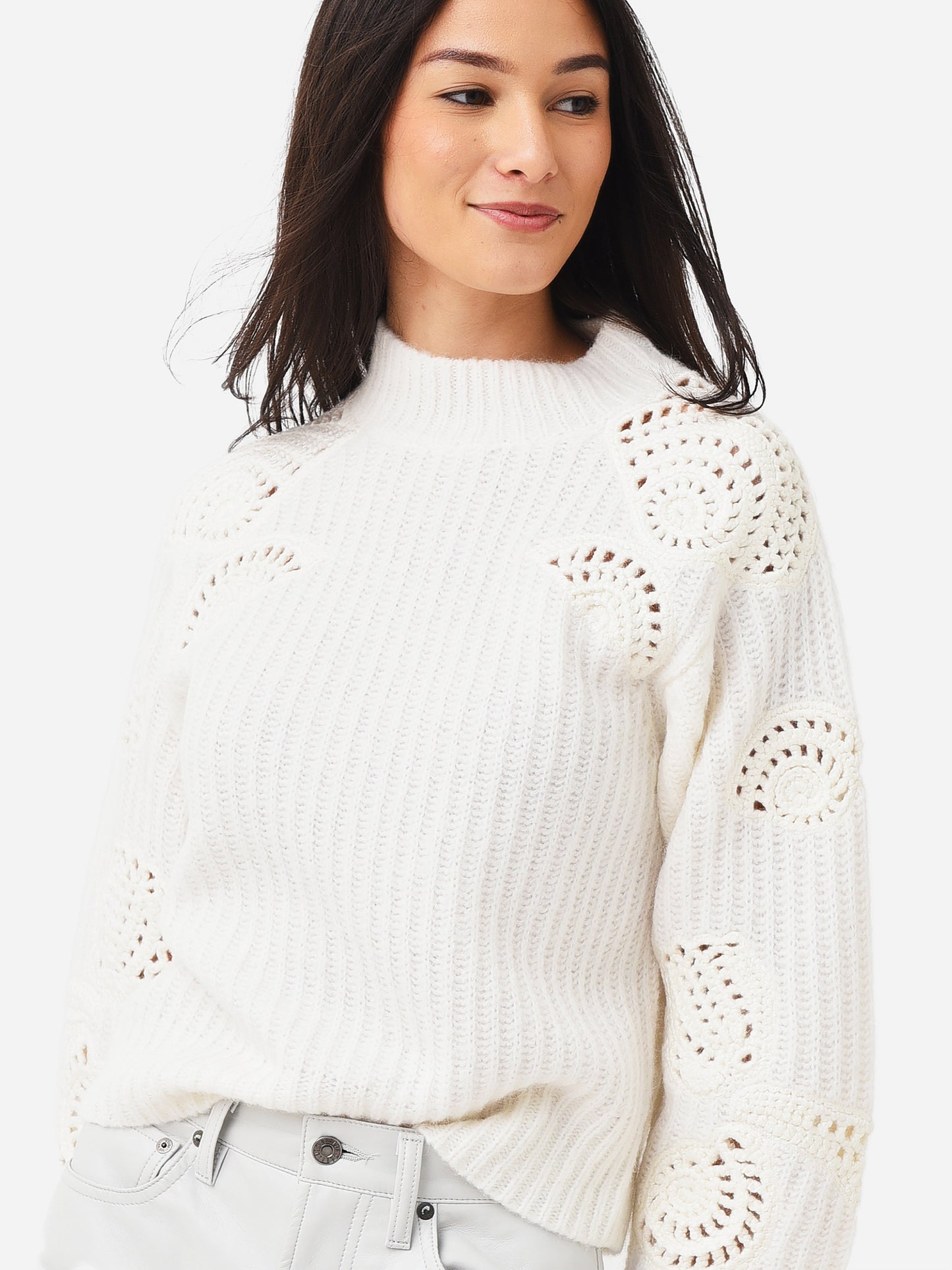 Vince Women's Crochet Mock Neck Sweater