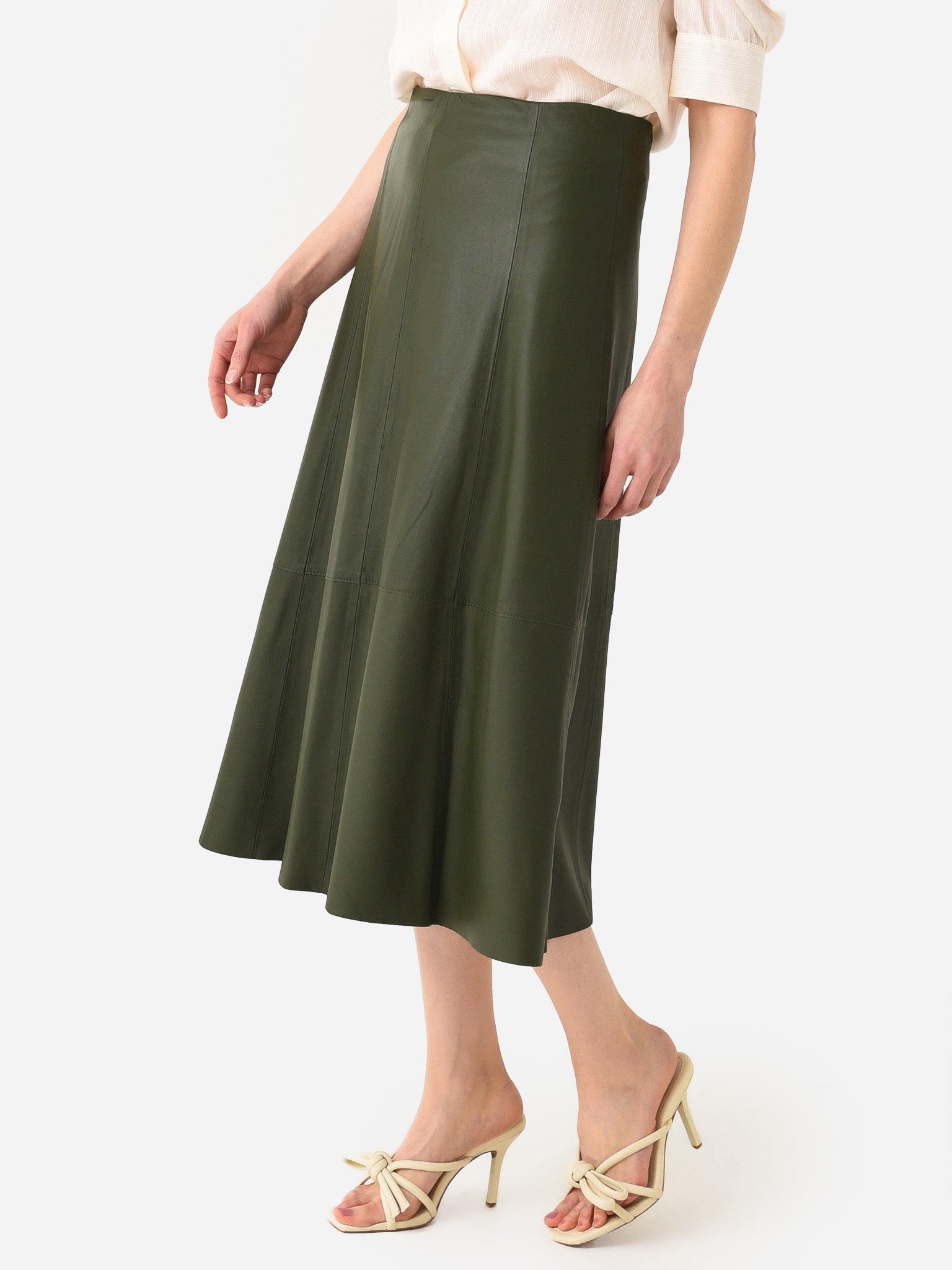 Vince Women s Leather Paneled Midi Skirt