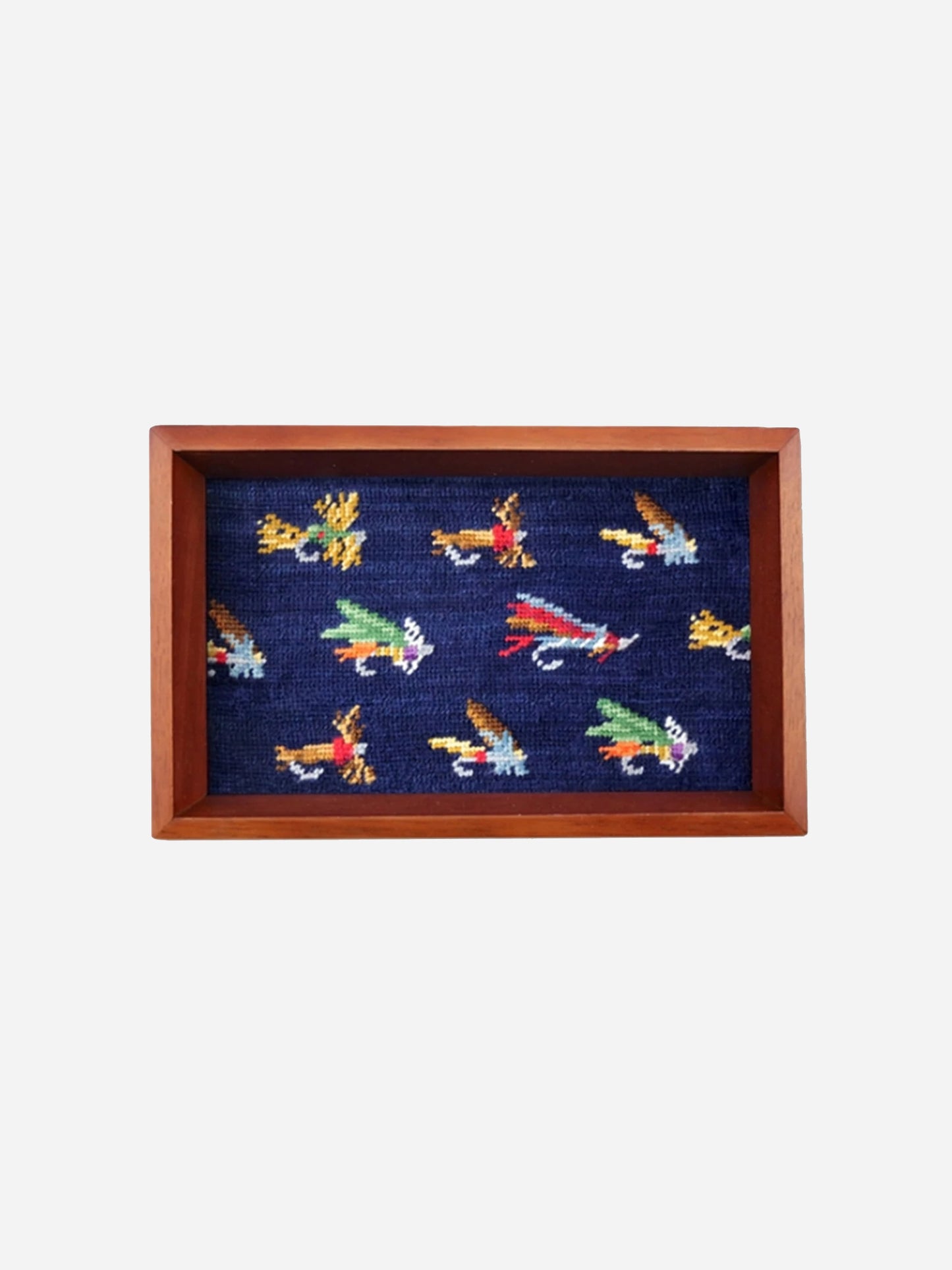 Smathers + Branson Fishing Flies Pattern Needlepoint Valet Tray