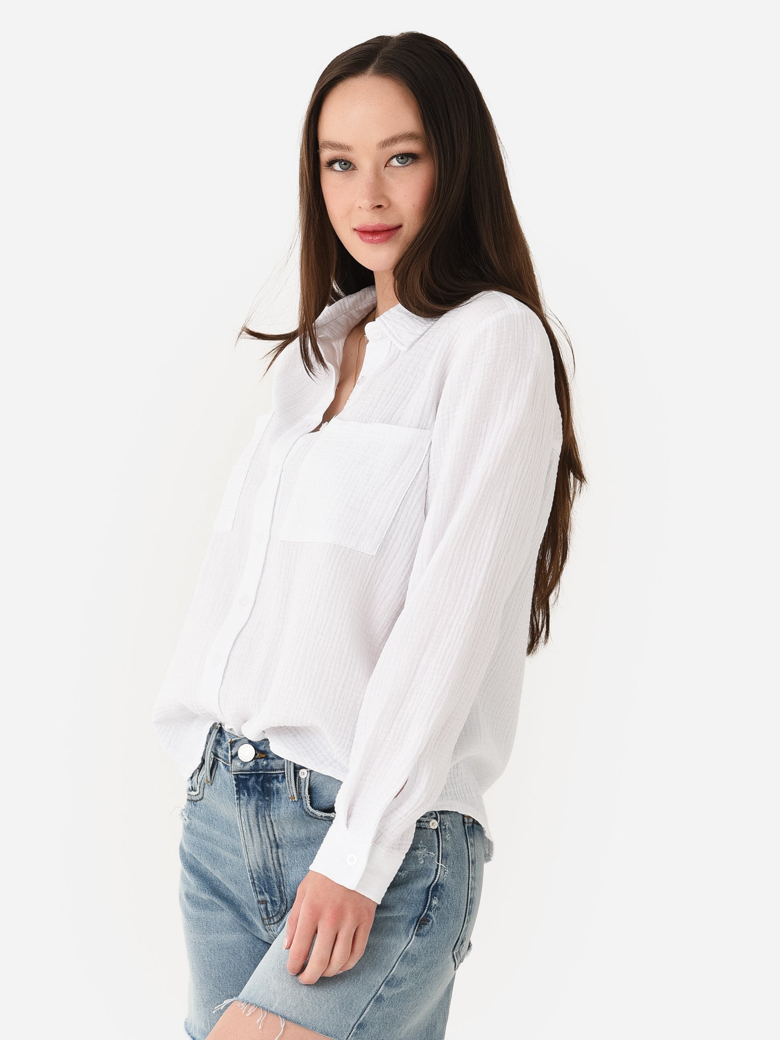 Z Supply Women's Kaili Button Up Gauze Top – saintbernard.com