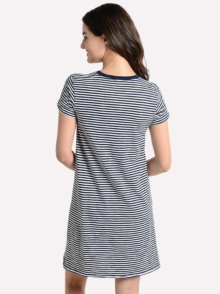 ATM Stripe Jersey Short Sleeve Dress