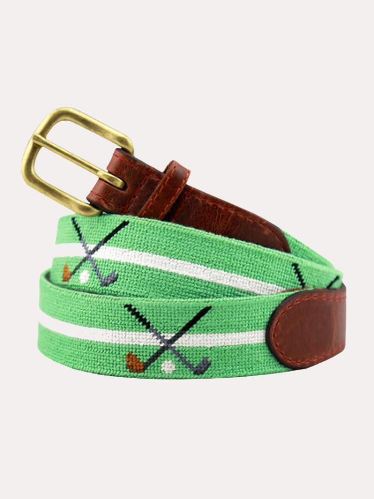 Smathers & Branson Crossed Clubs Needlepoint Belt