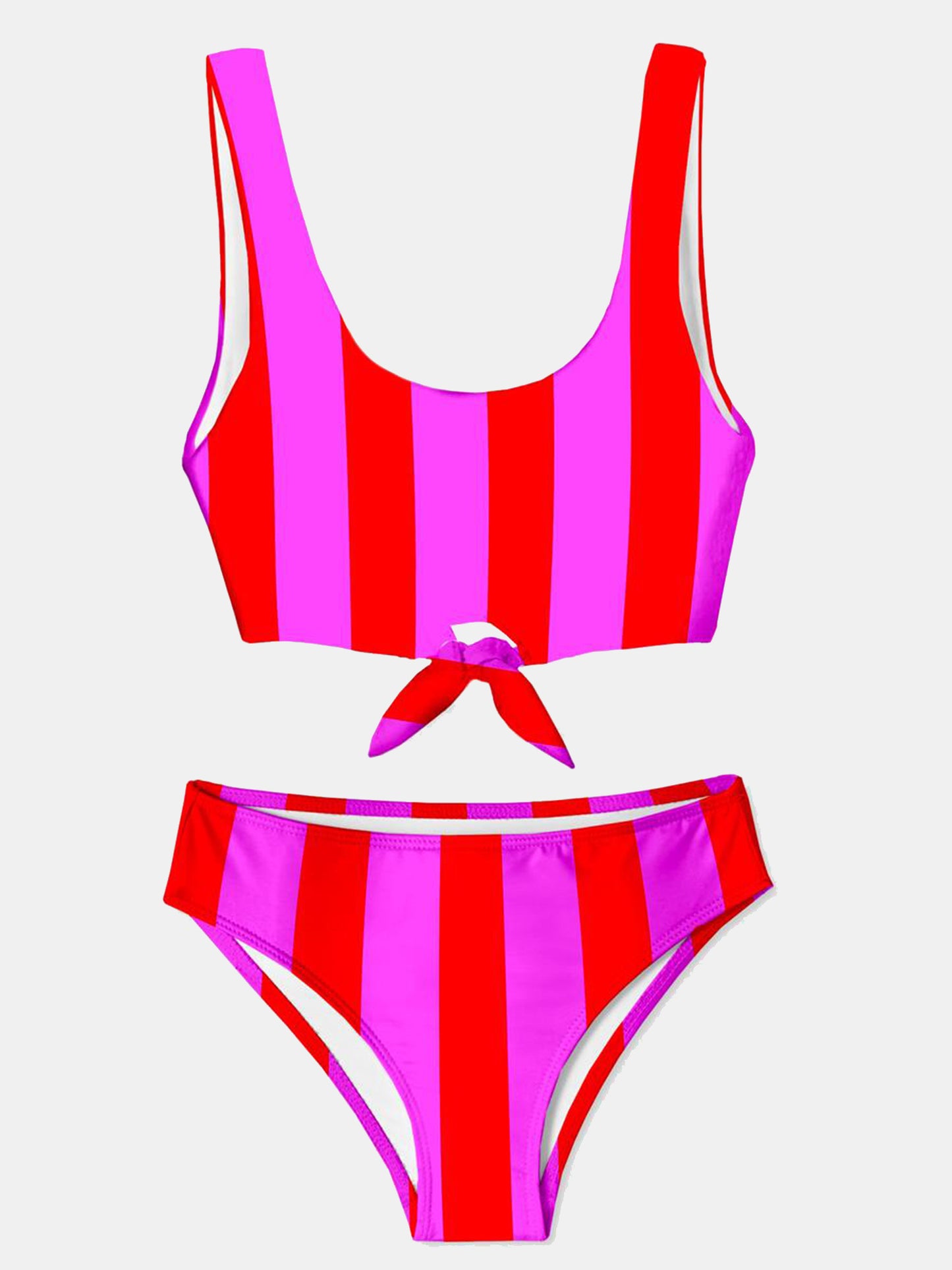 Stella Cove Girls' Candy Stripe Chest Tie Bikini