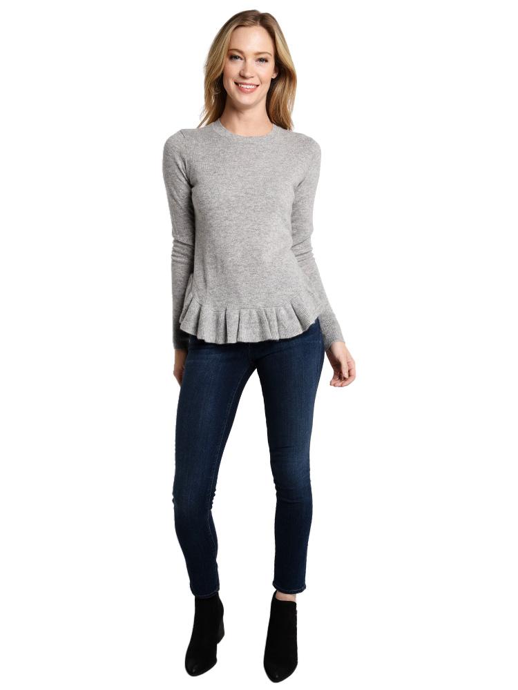 Autumn Cashmere Ruffle Shirttail Crew Sweater saintbernard