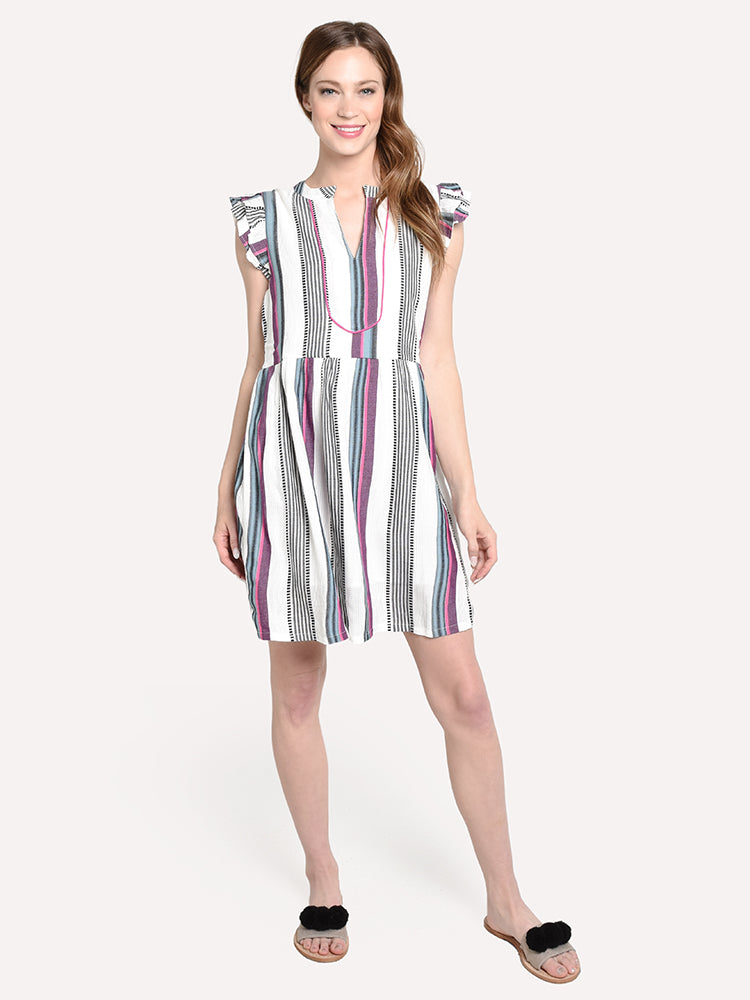 THML Women's Flutter Sleeve Stripe Dress – saintbernard.com